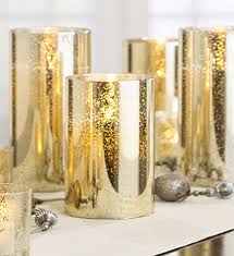 Gold and silver mercury glass candle holder crackle effect for your home decor or wedding. Moving Flame 6 Inch Gold Mercury Glass Flameless Cylinder Candle Timer