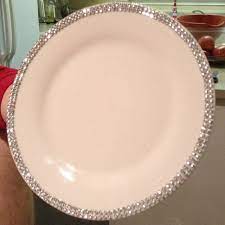 Honey Is Feeling Quite Crafty And Just Belonged Up Our Plate Maybe We Could Diy Our Own Plate Cha Charger Plates Diy Wine Glass Decor Diy Dollar Store Crafts