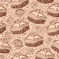 Royalty free pattern stock clip art clipart illustrations black and white seamless intricate middle eastern motif background pattern kaleidoscope arabic floral pattern Vector Seamless Pattern With Traditional Middle Eastern Dessert Baklava With Walnut Stock Vector Illustration Of Neutral Bakery 120308130