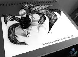 Ken kaneki from tokyo ghoul, ken kaneki anime tokyo ghoul manga one punch man, kaneki ken s, image file formats, black hair, cartoons png. Kaneki Ken 3d Drawing On Paper By Aadisart On Deviantart