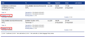 Travel up says i have 1pc but it does not specify what this is. Baggage Allowance Srilankan Airlines