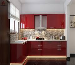 red color high gloss kitchen pantry