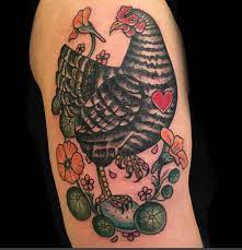 Chicken Tattoo By Courtney O Shea San Francisco Let It Bleed Tattoo Chicken Tattoo Farm Tattoo Hen Tattoo