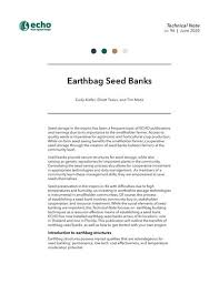 Seeds are the foundation of agriculture. Echo Technical Notes Echocommunity Org