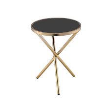 Round gold side table art deco modern vintage storage living room accent. Lajita Tripod Metal Legs Side Table