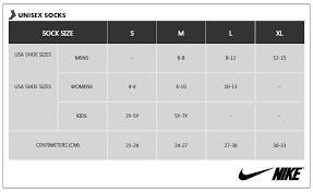 nike socks size chart world of reference