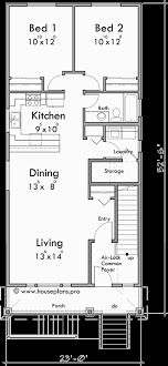 Triplex House Plan For Narrow Lot Stacked Units In 2021 House Plans Town House Plans House Plan Gallery