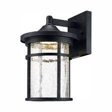 Now that people are using their outdoor space as additional living space, modern outdoor lighting and more lighting style appeared. Home Decorators Collection Westbury Collection Aged Iron Outdoor Led Wall Lantern Sconce With Crackle Glass Led Kb 08304 The Home Depot