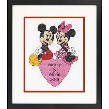 Mickey and minnie mouse cross stitch patterns. Disney Mickey And Minnie Heart Counted Cross Stitch Kit