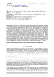 PDF) Identity in linguistic ethnography: a heteroglossic perspective of EFL  learning in Pakistan