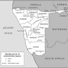 Map Of Namibia And Its Fourteen Administrative Regions Download Scientific Diagram