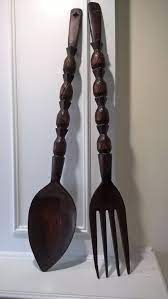 Check out our website today! Vintage Extra Large Wood Fork And Spoon Wall Decor Retro 70 S Era Kitchen Wall Hanging Kitchen Wall Hangings Dinning Room Wall Decor Brown Wall Decor