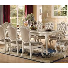 Acme Furniture Chantelle Marble Top Pearl White Dining Table 63540 Formal Dining Room Furniture Dining Table White Dining Room Sets