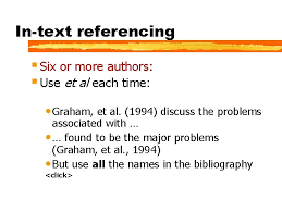 Is italicized in this post when i am using it as a linguistic example, but it should not be italicized when you are using it as part of a below is a chart showing when to use et al., which is determined by the number of authors and whether it is the first time a reference has been cited in the. Referencing Bibliographies Click Celia Munro When To Reference