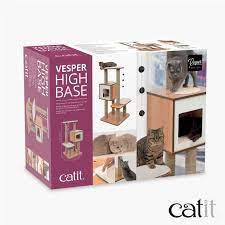 Vesper High Base Walnut Cat Tree And Scratcher Catit Uk