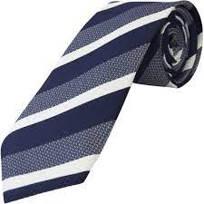 Navy And Silver Striped Classic Tie Striped Tie Wedding Work Tie