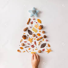 Perfect easy appetizer for your holiday parties. Christmas Tree Made Of Various Autumn Leaves And Fruits Flat Stock Photo Picture And Royalty Free Image Image 70796892