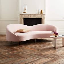 Pink couch, pink furniture, blush pink velvet couch, living room style, living room decor, interior design, living room style. Curvo Sofa Reviews Cb2