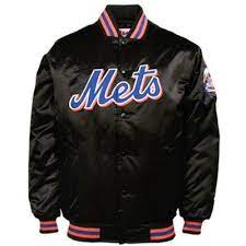 Majestic New York Mets Black Authentic Collection Satin Jacket Mens Outdoor Jackets Jackets Mets