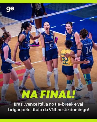 Brasil na final! ⁣ ⁣ Joga&ccedil;o na Liga das Na&ccedil;&otilde;es de V&ocirc;lei! Brasil venceu a It&aacute;lia por 3 a 2 em jogo muito disputado pela semifinal e agora espera por Turquia ou