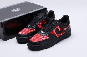 Nike Air Force 1 Low Bandana Red Black Custom In 2020 Nike Air Force Nike Air Black And Red