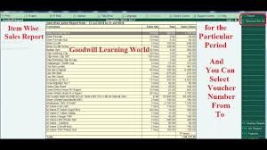 Tally Tdl For Item Wise Sales Report With Date Filter And Voucher Number Wise Learning Voucher