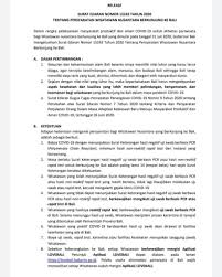 Gubernur Bali Mengeluarkan Edaran Syarat Wisatawan Datang Ke Bali Bali Government Tourism Office