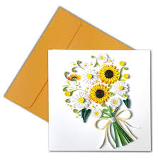 Once you have the paper, fold it in half, to make the card. Quilling Card 3d Sunflower Unique Dedicated Paper Handmade Art Design Greeting Card For Christmas Birthday Anniversary Mother Thank You Design Gift For Friend Love Mom With Envelop Buy Online In