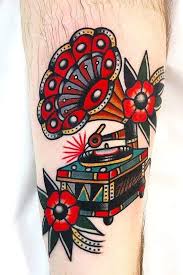 Red And Black American Traditional Tattoo 