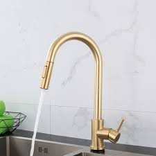 Brushed Gold Touch Kitchen Faucet Stailess Steel Pull Out Spray Single Handle Mitigeur Cuisine Robinet Robinet Cuisine
