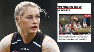 See the moment tayla harris found out that she was nominated for an aflw rising star award earlier this morning. Tayla Harris Picture Aflw How America Reacted To Online Footy Furore