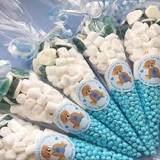 Personalised Blue Baby Shower Favours Filled Sweet Cones Party Bags Blue Ebay Baby Shower Party Bags Baby Boy Shower Favors Baby Bear Baby Shower