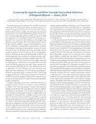 Screening for Syphilis and Other Sexually Transmitted Infections in  Pregnant Women — Guam, 2014