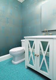 Set the tile panels on the side walls with thinset, the same way as for the back wall, using the starter board. Ocean Blue Mosaic Bathroom Floor Tiles Design Ideas