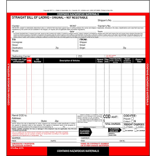 Hazardous Materials Straight Bill Of Lading