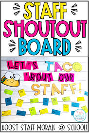 Boost Staff Morale At Your Elementary Middle Or High School With This Fun Team Building Bulletin Bo Work Team Building Teacher Encouragement Morale Boosters