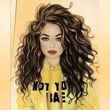 Yellow Curly Hair Style Digital Art Girl Curly Hair Drawing Art Girl