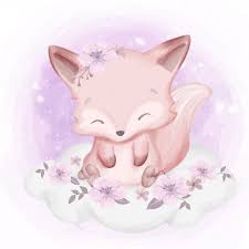 Fox Baby Sitting On Cloud Baby Animal Drawings Cute Animal Drawings Baby Fox