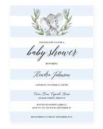 Blue Elephant Baby Shower Invitation Template Baby Shower Invitation Templates Elephant Baby Shower Invitations Elephant Baby Shower