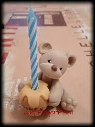 Premier Gateau D Anniversaire Ours Bougie De Gateau Fait A La Main En Pate Fimo Cadeau De Shower First Birthday Cake Topper Candle Cake Topper Bear Candle