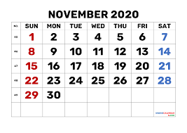 Maybe you would like to learn more about one of these? Free Calendar November 2020 Printable 6 Templates