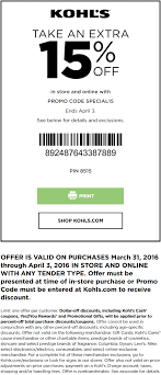 Kohl S 15 Off Your Kohl S Store Purchase Kohls Coupons Shopping Coupons Promo Codes Online