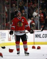 Toews Watching Hats Rain Down At The United Center For Kane S Hat Trick Blackhawks Chicago Blackhawks Hockey Baby