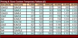 Available Tattoo Pricing Ikuzo Tattoos Custom Temporary Tattoos Tattoo Prices Tattoos