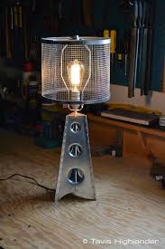 Aluminum Sheet Metal Buck Riveted Punch Flared Aviation Inspired Lamp Industrial Table Lamp Modern Industrial Table Lamp