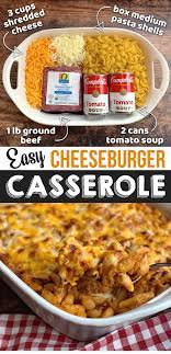 Easy Hamburger Casserole Recipe 4 Ingredients Recipe Easy Casserole Recipes Dinner Recipes Easy Quick Quick Easy Dinner