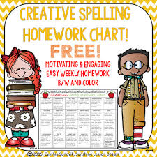 Free Creative Spelling Homework Ideas Color And B W Student Chart