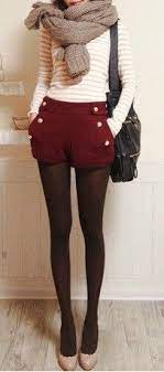 Love This Winter Look Where Oh Where Can I Find Burgundy Shorts This Time Of Year Fashion Simple Fall Outfits Cute Outfits