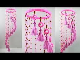 Diy Woolen Jhumar Wool Chandelier Wool Wind Chime Easy Shopping Bag Craft Idea Rabeya Begum Youtube Wool Crafts Diy Crafts Flower Diy Crafts