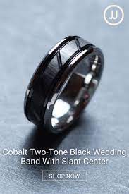 For The Luxury Car Enthusiast This Ripped Black Cobalt Band With Slant Grooves Sports A Two Tone In 2022 Black Wedding Band Modern Wedding Rings Silver Wedding Bands